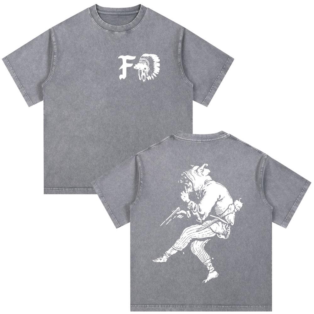 Forward Observations Group Skeleton Skull Vintage Washed Tshirt Men Clothing Fashion Gothic Oversized Casual T Shirt Streetwear