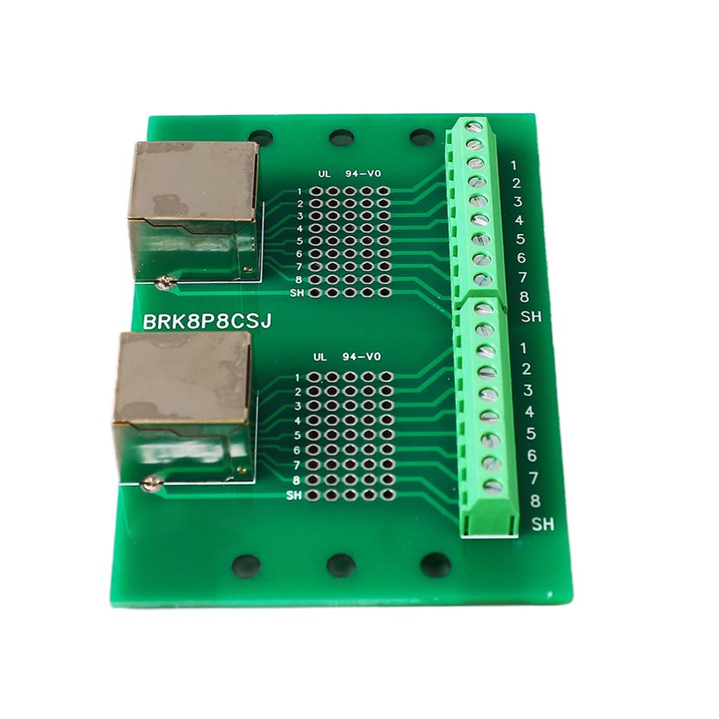RJ45 Ethernet Connector Breakout Board Dual Network Port Input Screw Terminal Board with Bracket