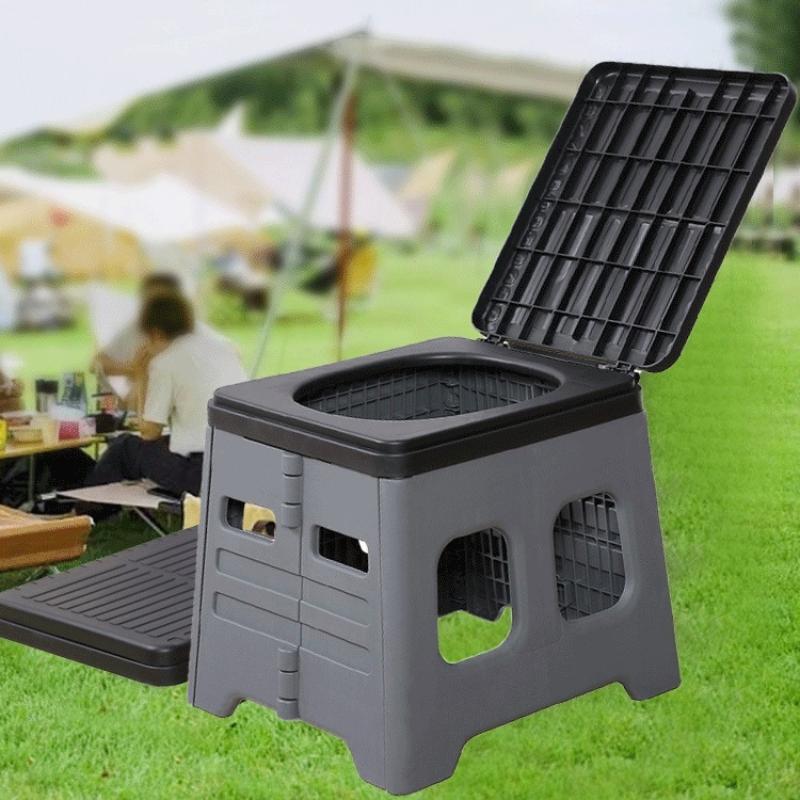 Camping Folding Toilet Movable Car Toilet Bucket Car Emergency Self-Driving Travel Portable Outdoor Toilet Portable Trash Can
