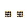 Square square plaid earrings, fabric, metal frame, checkerboard earrings, small fragrant temperament stud earrings.