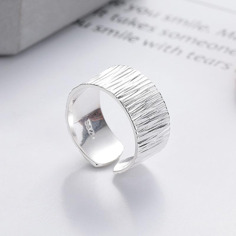Foxanry Copper Color Stripe Wide Rings For Women Couples Minimalist Fashion Classic Personality Elegant Handmade Party Jewelry