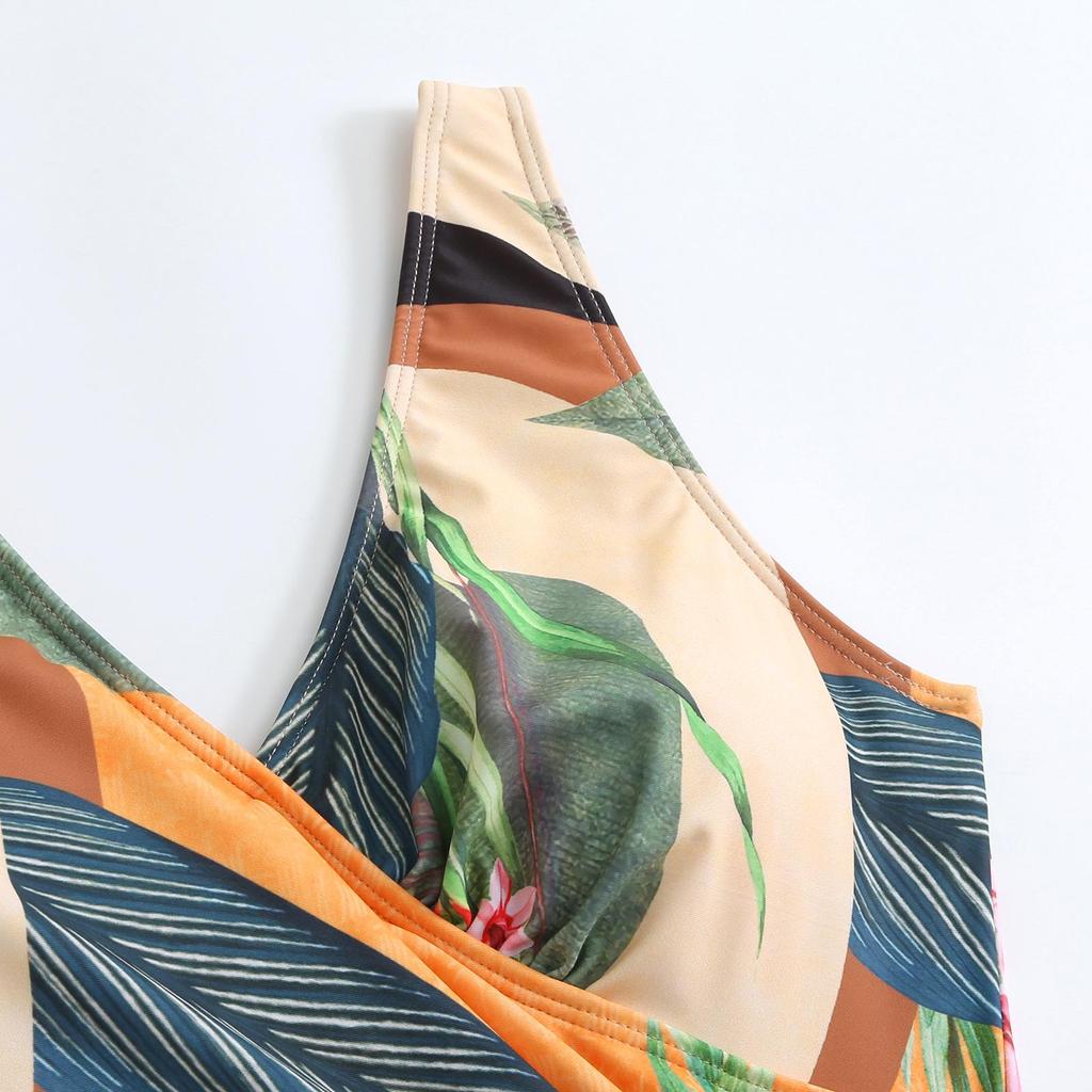 Costum de baie retro slim fit european și american 2024 dintr-o piesă pentru plajă și izvoare termale