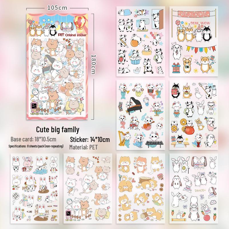 

Очаровательные мультяшные водонепроницаемые наклейки для детей с изображением питомцев - Идеально подходят для украшения блокнотов, бутылок для воды, дневников и многого другого!