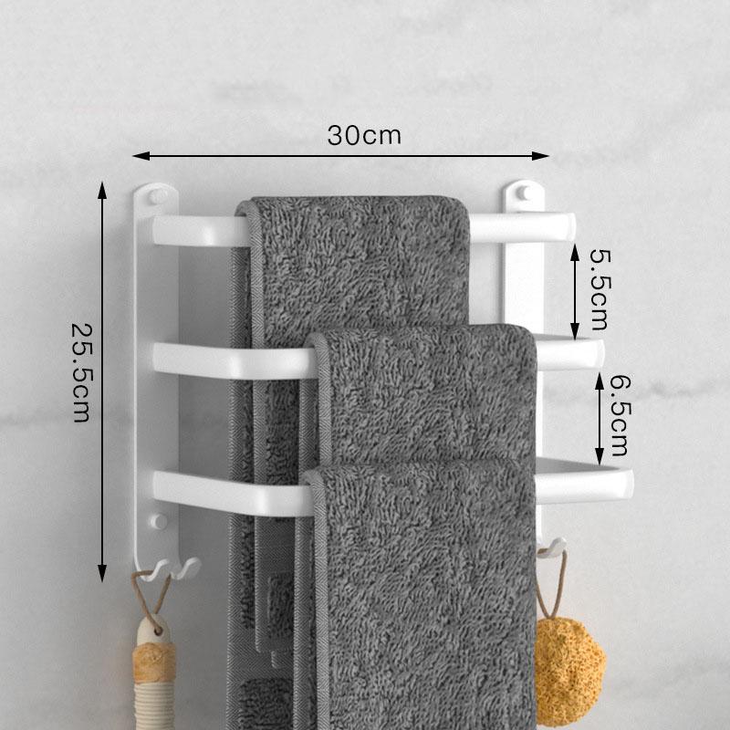 White Aluminum Bathroom Towel Rod Wall-mounted Toilet Towel Storage Rack 1/2/3 Layer Rod Towel Rack Bathroom Hardware 30-50cm