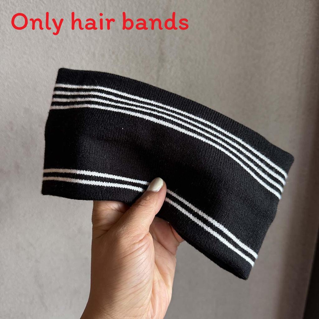 

Модная Широкая Повязка на Голову в Полоску для Холодной Погоды Осень-Зима чёрный