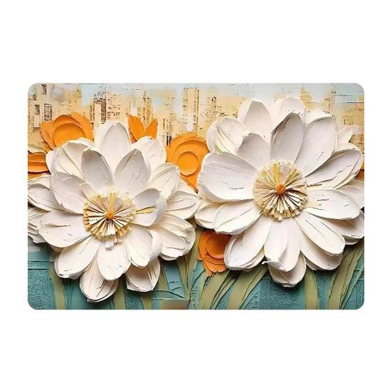 Floor Mat 3D Visual Effect Flower Pattern Non-Slip Backing Rug Living Room Bedroom Hallway Entryway Playroom Decor