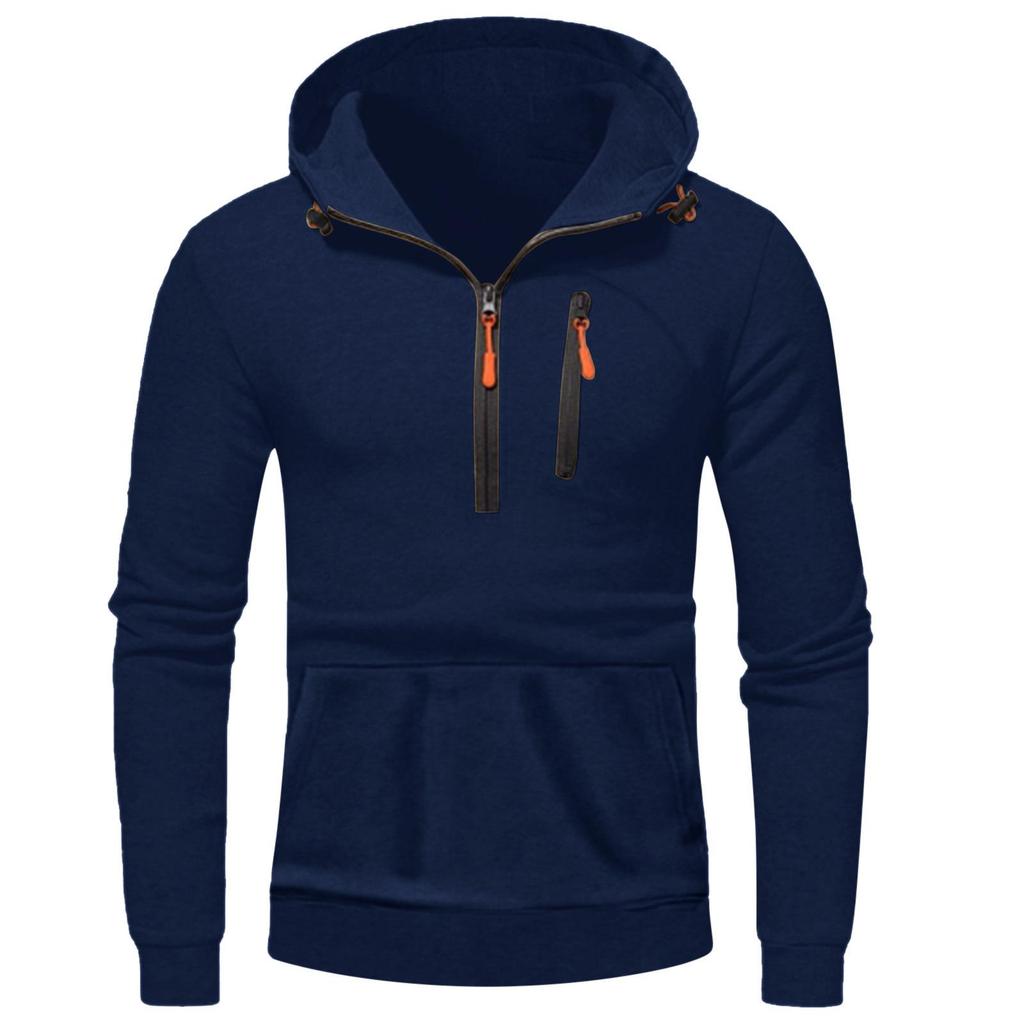 2025 Men's Casual Hooded Pullover Zipper Long Sleeve Sports Sweatshirt for Spring and Autumn