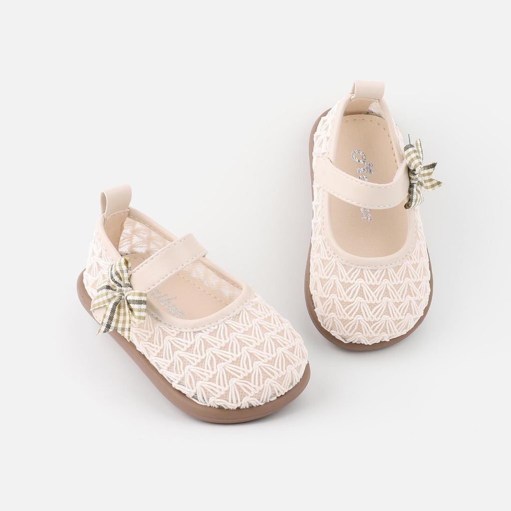 Frühlings-Weichsohlen-Schuhe aus gewebtem Leder für Kleinkinder Mädchen - Atmungsaktives Hohlmuster, Prinzessinnen-Stil