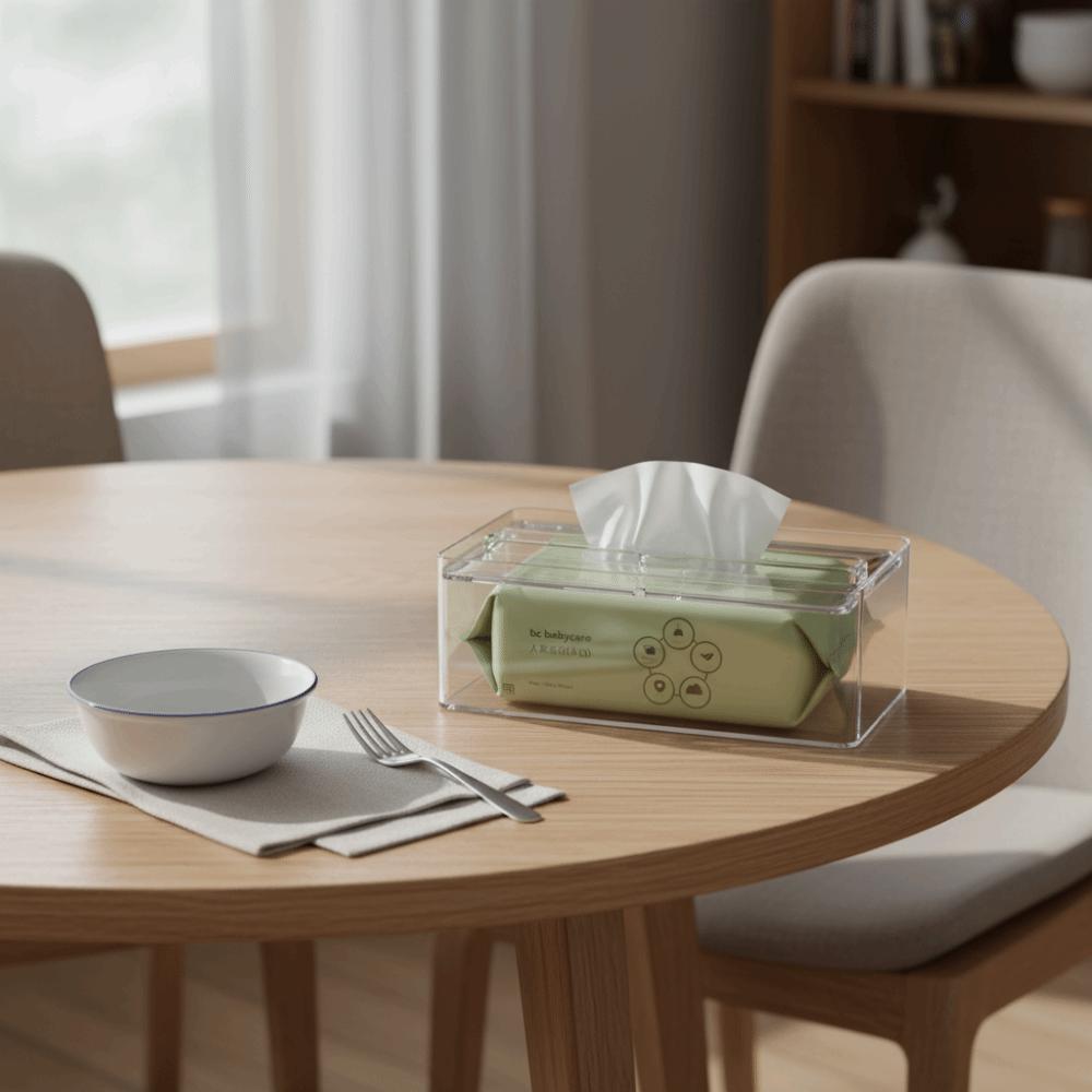 Waterproof Transparent Tissue Box Rectangular Space-saving Napkin Storage Case Multi-Functional Large Capacity