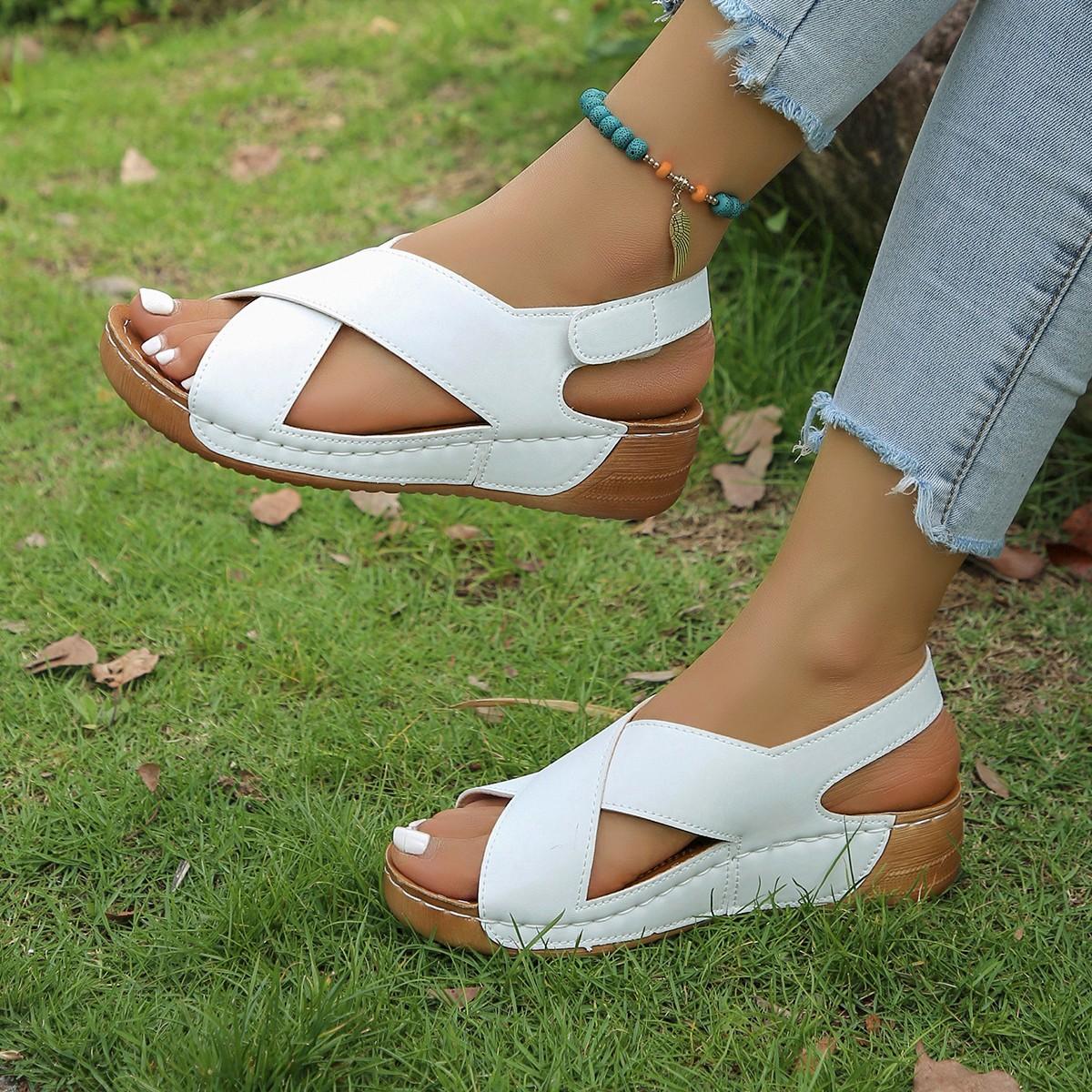 

Летние женские повседневные модные сандалии легкие уличные сандалии римские толстые подошвы рыбий рот пляжные сандалии 37