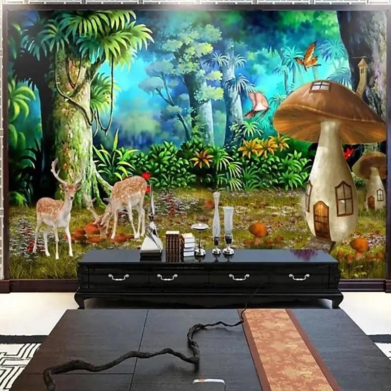 3D Fototapet Skogsopp Barnerom Bakgrunnsveggmalerier Hjemmeinnredning Tapet