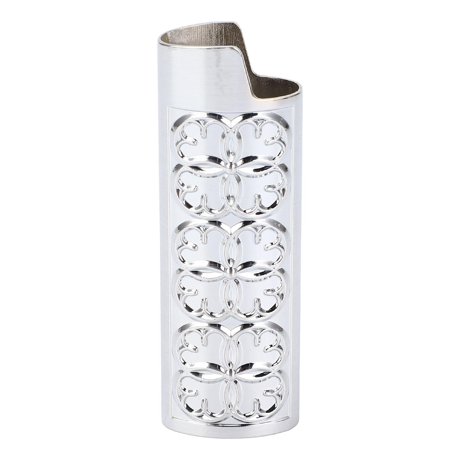 Cosyhome Silver Lighter Protective Cover Vintage Style Metal Embossed Pattern Lighter Case Cover Holder For J6