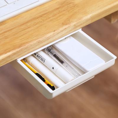 Storage Rack Self Stick Pencil Tray Desk Table Storage Drawer Organizer Box Under Desk Stand Self-Adhesive Under-Drawer Storage