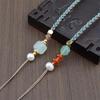 Hand-Woven Adjustable Dzi Bead Pendant Necklace Cord for DIY Jewelry Lanyard