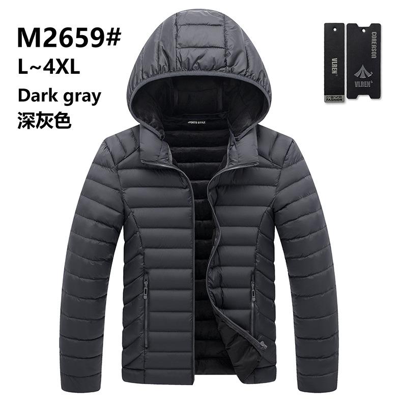 Men's new hooded cotton-padded coat, large size ribs clothes, order men's light cotton jacket.
