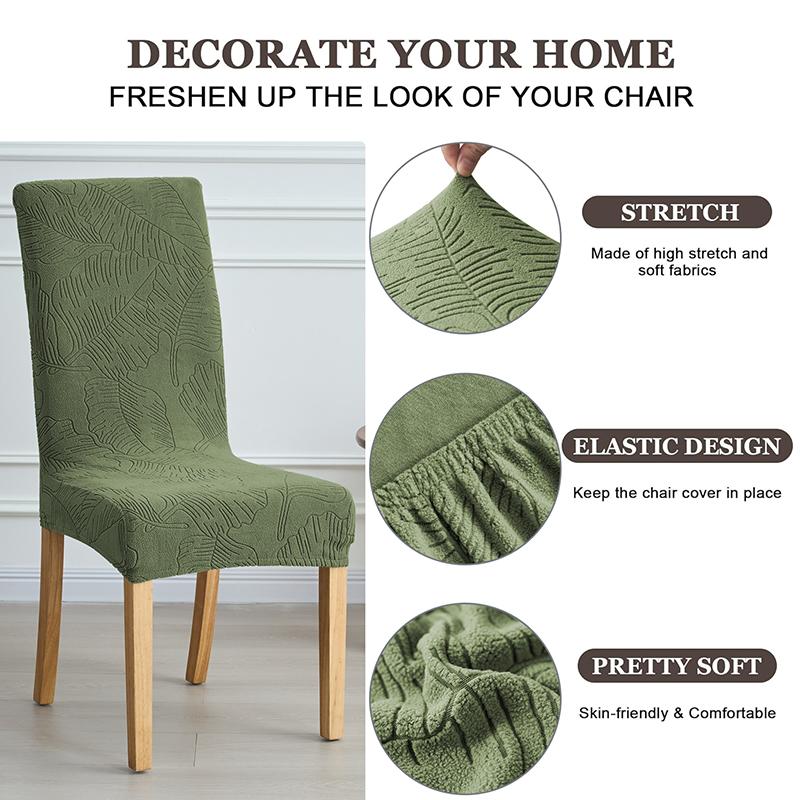 1/2pcs Dining Room Chair Covers Stretch Jacquard Chairs Cover Solid Color Seat Slipcover Removable for Home Hotel Party