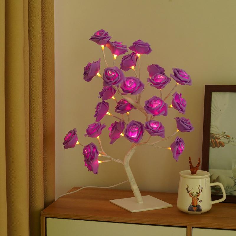 Table Lamp Lights Rose Flower Tree Usb Night Lights Home Decoration Parties Xmas Christmas Wedding Bedroom Decor Rose Lamp