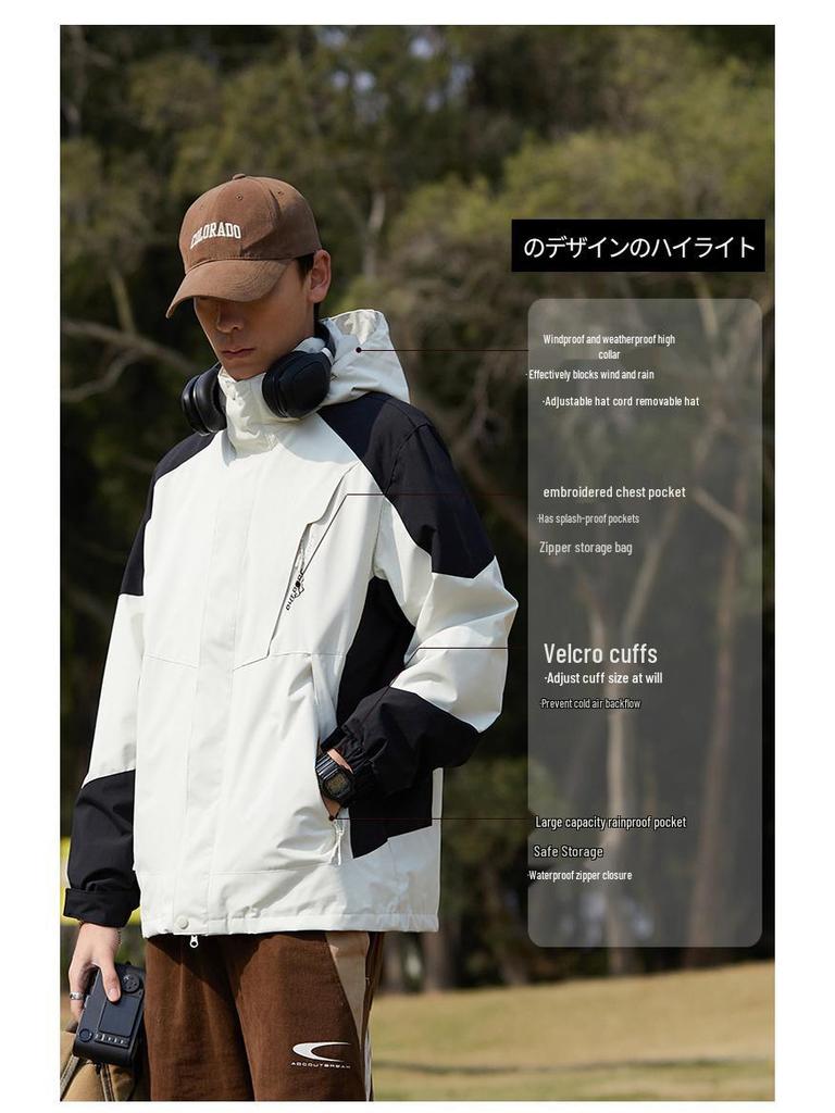 Men's 3-in-1 Windproof Waterproof Mountain Hiking Jacket with Fleece Liner