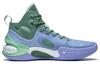 Li Ning YuShuai 17 Textile, Artificial Leather Abrasion Resistant Mid top Basketball Shoes Men's Purple Cyan ABAT043-8
