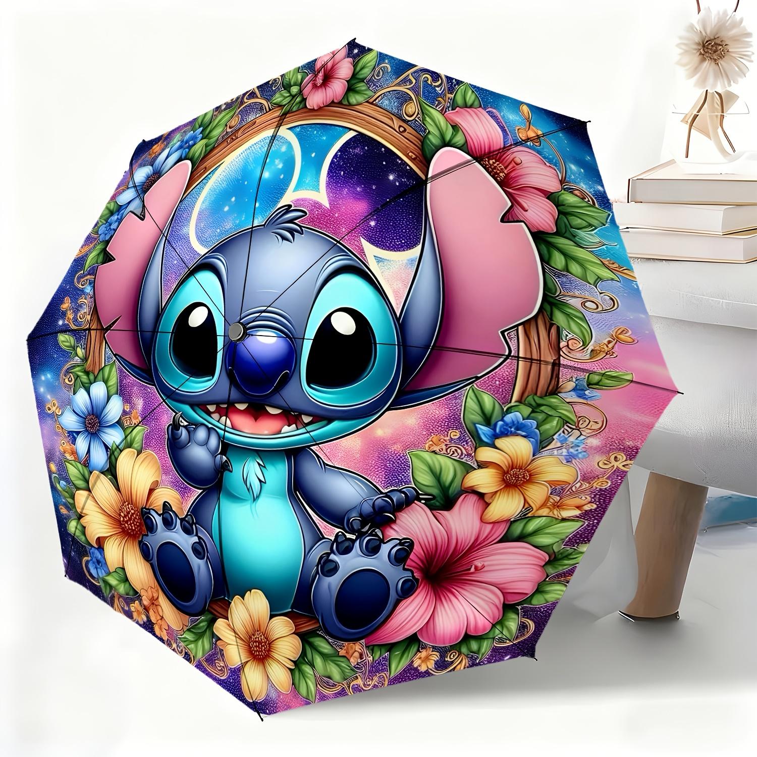 

1pc Stitch Cartoon Character Automatic Umbrella, Suitable for All Occasions As a Sun And Rain Umbrella, Portable Folding Umbre (as the picture,Iron&8K)