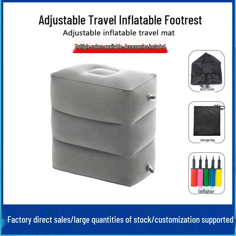 Inflatable Travel Footrest for Airplanes, Trains, Cars
