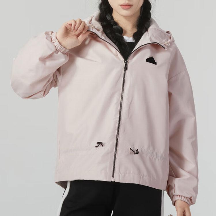 Adidas Solid Color Logo Casual Sports Jacket Women Jackets Pink IM8815