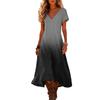 Modisches Damen Sommer V-Ausschnitt Kurzarm Farbverlauf Bedrucktes Strandkleid
