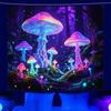 Psychedelic Neon Tapestry Mushroom Starry Sky Background Wall Cloth e-Sports Room Decoration Room Home Decoration