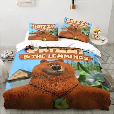 Set Biancheria da Letto Cartone Animato Grizzy N Lemmings Copripiumino Set Letto Coperta Federa Piumone king Queen Size Ragazzi Adulto