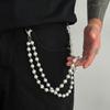 Imitacja Perły Łańcuch do Spodni Hip Hop Spodnie Jeansy Łańcuch Wykwintny Breloczek z Koralikami z Cyrkonii Męski