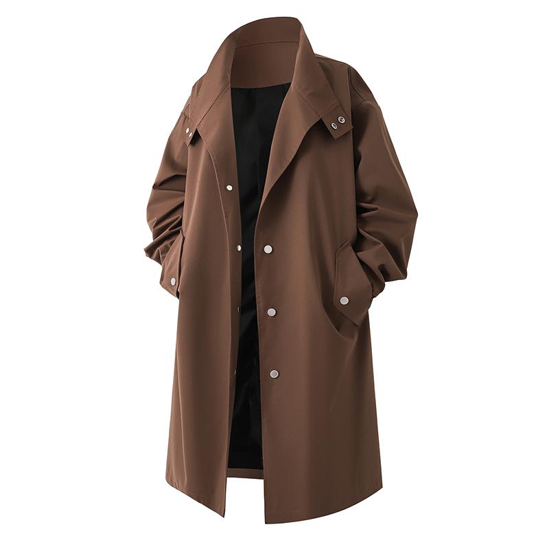 

2025 Весна Осень Мужской Свободный Тренч Мужской Стиль Гонконг Длинное Пальто Мужская Мода Однотонные Пальто Мужская Длинная Ветровка M кофейный