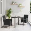 3-piece Garden Dining Set with Black Poly Rattan Cushions 3379772