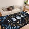Celestial Moon Phase Mat - Mystic Floral Rug for Living Room, Bedroom & Entryway, Machine Washable Boho Decor Floor Carpet