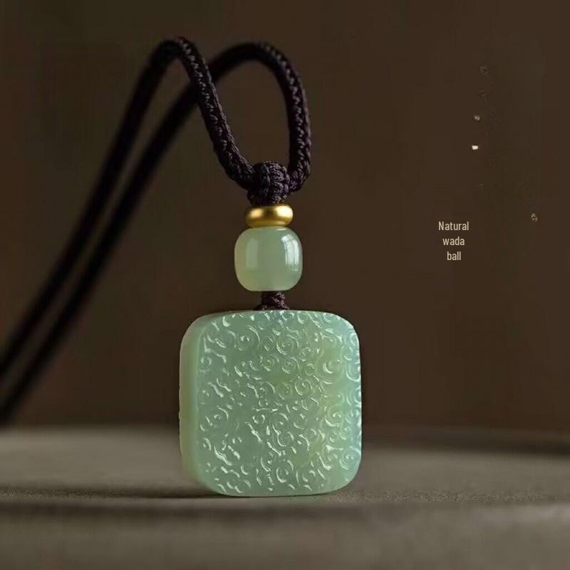 Hetian Jade Auspicious Clouds Natural Pendant Necklace for Men and Women