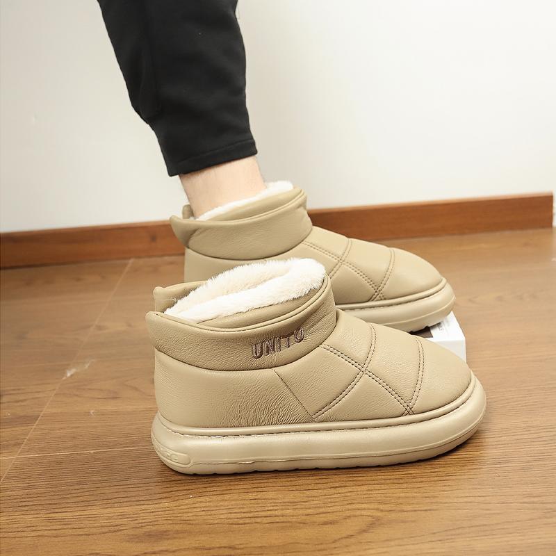 

Водонепроницаемые хлопковые тапочки женские зимние домашние нескользящие 2025 новые домашние комнатные пуховые тканевые термотапочки мужские для улицы 44-45 хаки