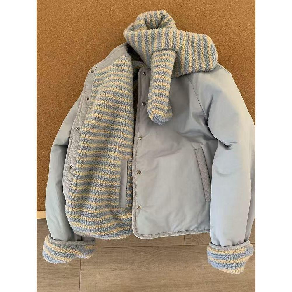 Double-sided cotton-padded clothes, fleece cotton-padded clothes, scarves, cotton-padded jackets, new warm and loose coats