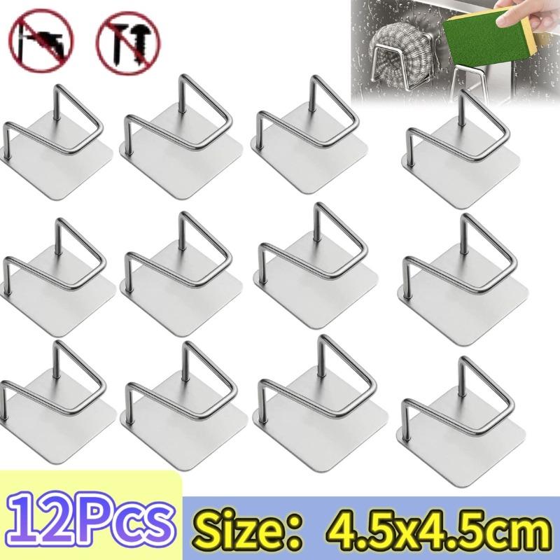 Kitchen Sponges Holder Stainless Steel Sink Shelf Adhesive Holders Drain Drying Rack Wall Hooks Accessories Storage Organizer Cup Holders 5