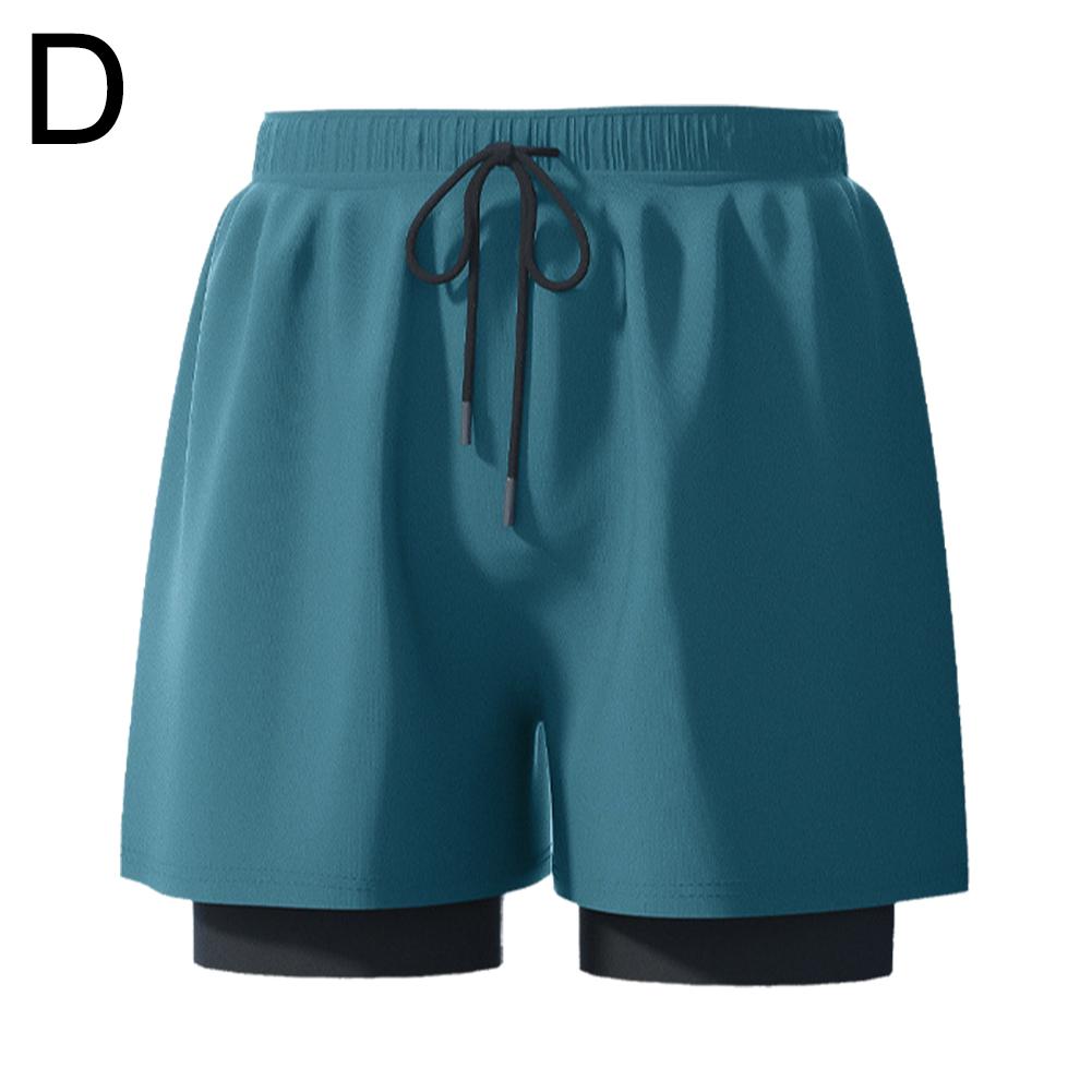 Printed Adult Men Swim Trunks 2 In 1 Quick Dry Double Layer Swim Shorts With Elastic Waist Slim Fit Trunks For Water Sports