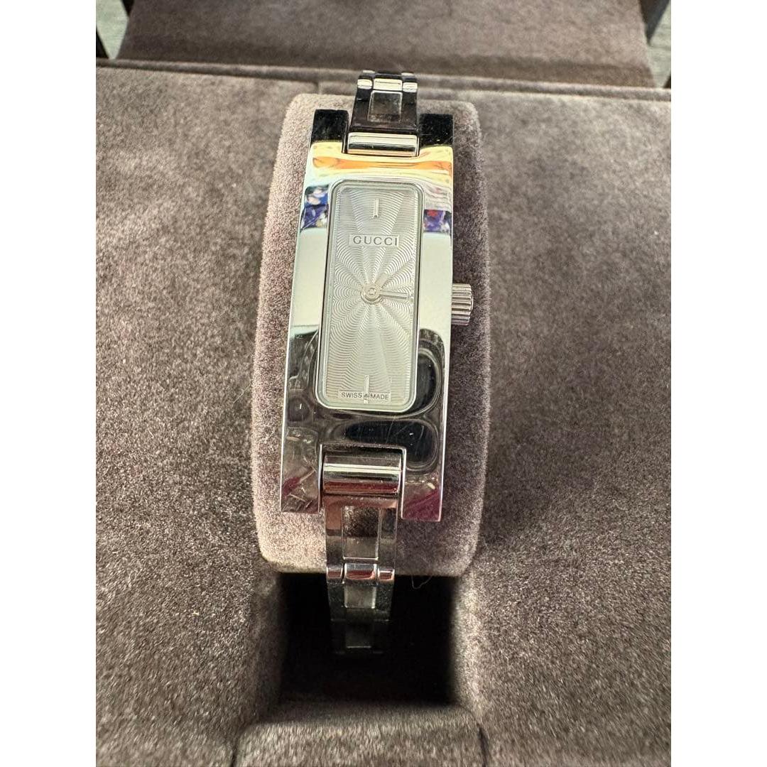 Used GUCCI ladies watch bangle silver with box, out of battery, genuine product