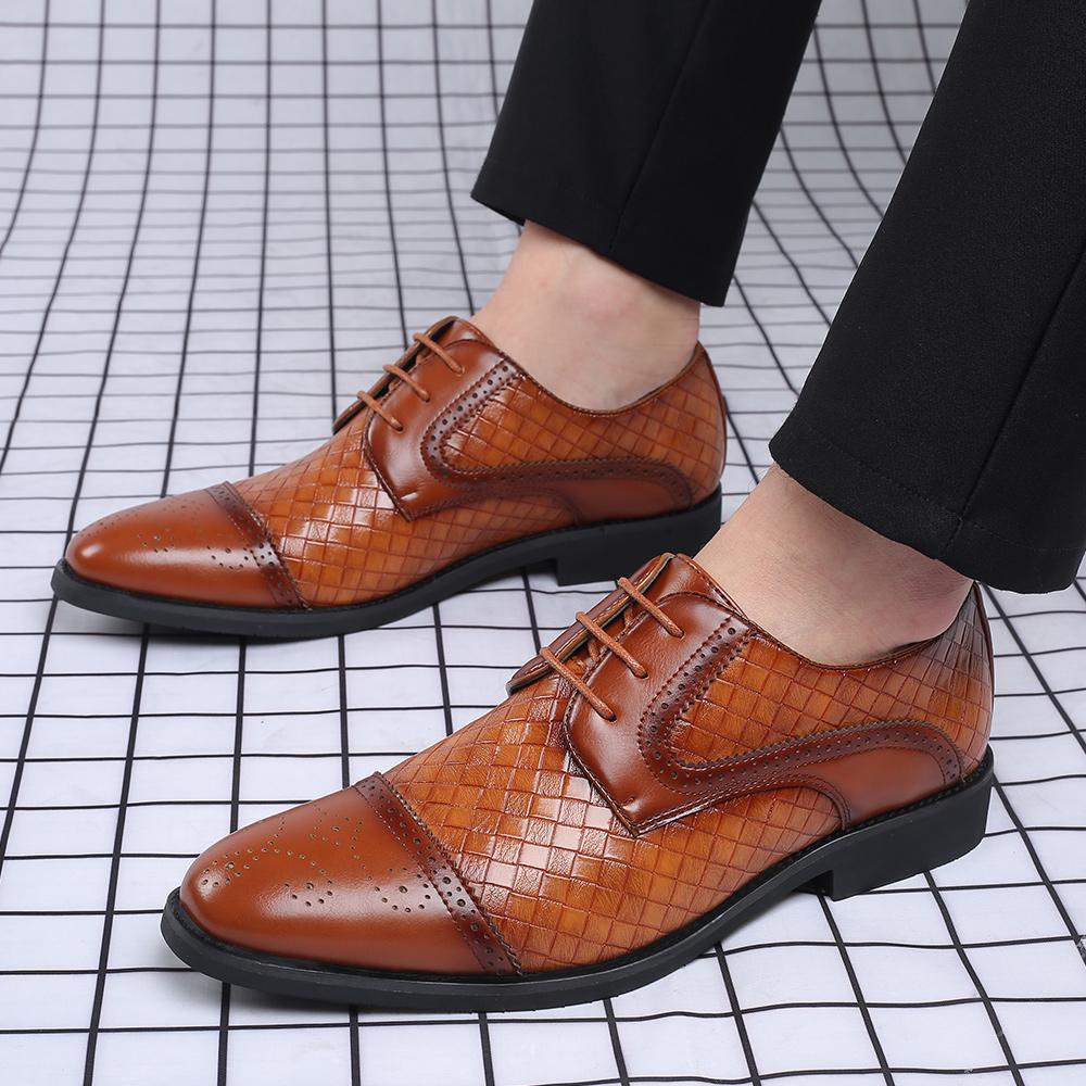 

New Men Plus Size Business Formal Casual Splicing Carving Breathable Comfortable Classic Youth Fashi Shoes 38 коричневый