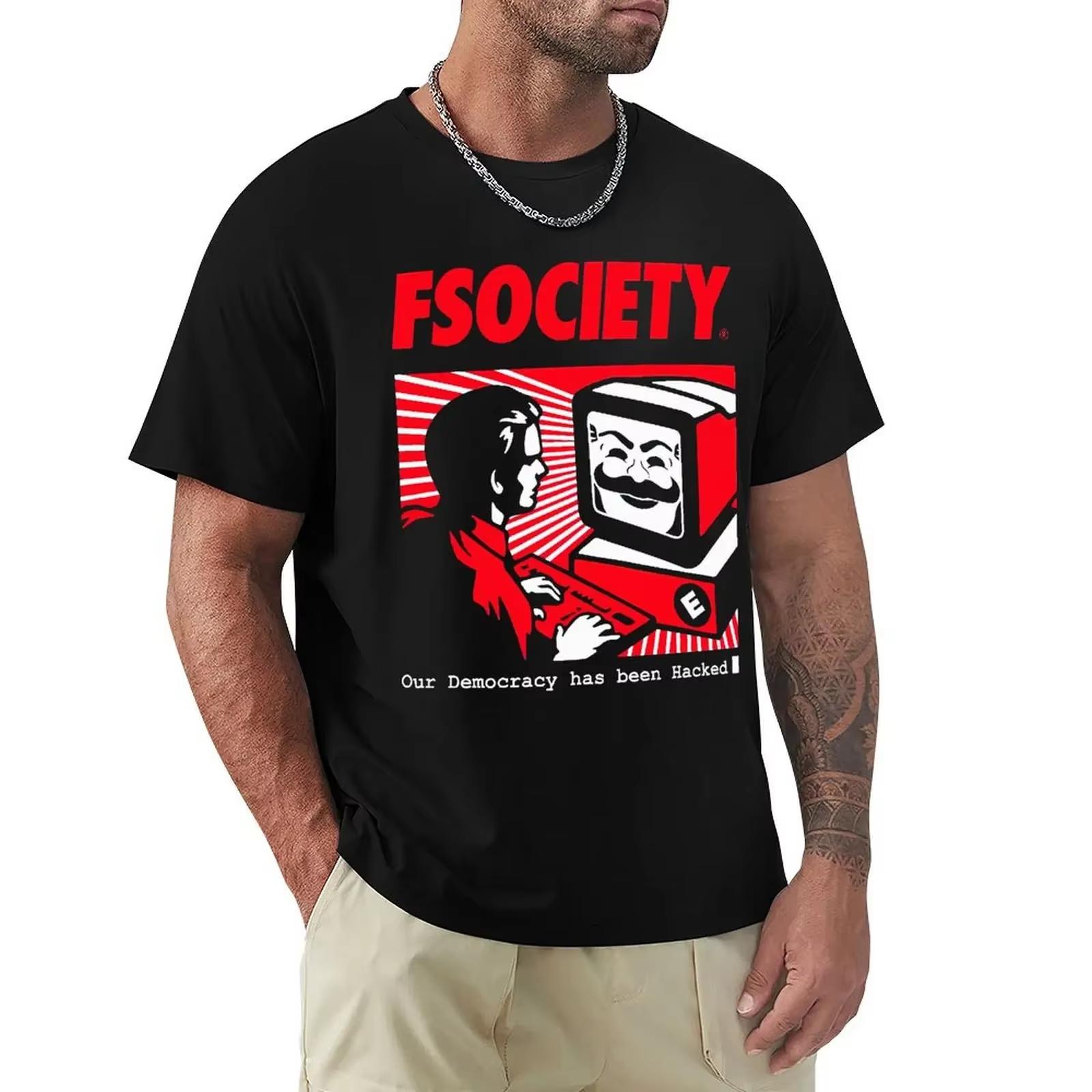 Vintage Funny Mr Robot FSociety F Society Hacker T Shirt Harajuku Short Sleeve Tshirt 100 Cotton Graphics Tshirt Tops M