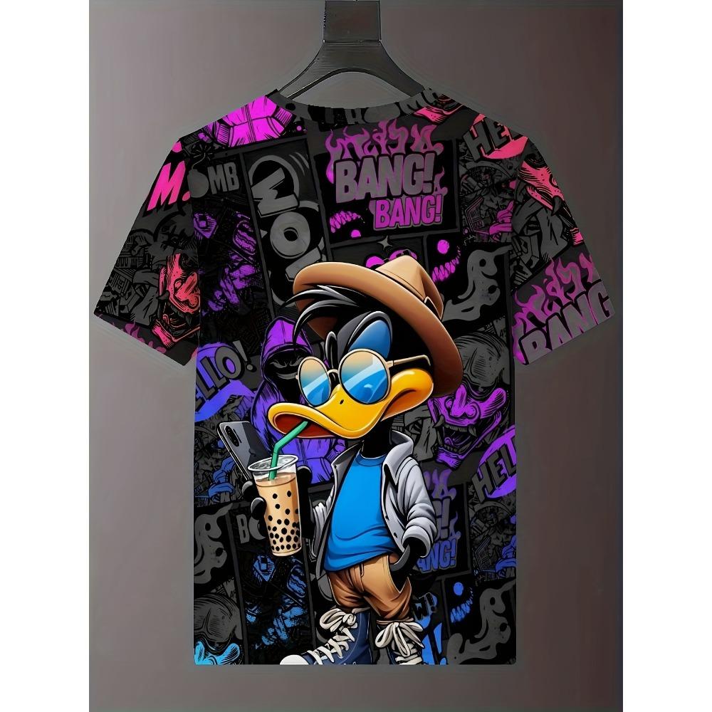 Funny Men's T Shirt Cartoon Duck Print Casual Short Sleeve Tops Tee Fashion T-shirts Outdoor Streetwear 2026 Hip Hop Clothing