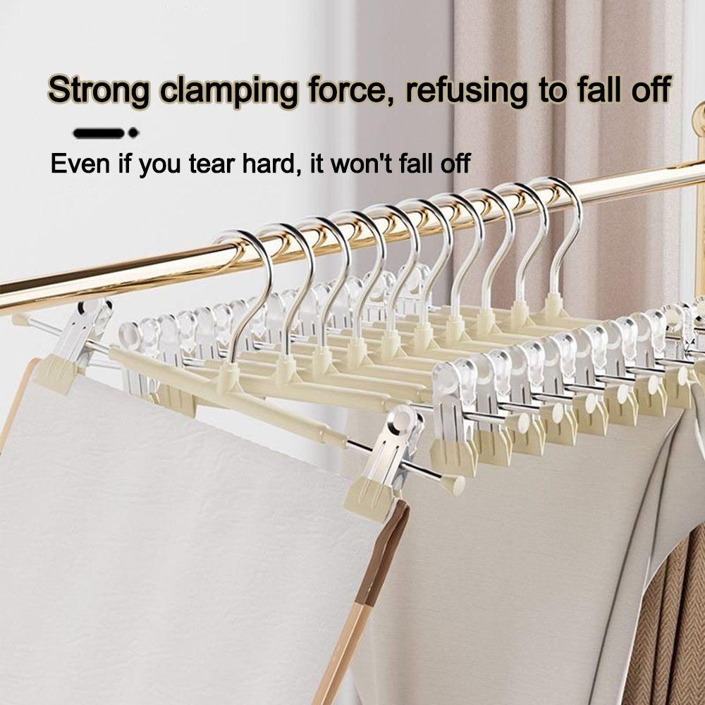 Durable Adjustable Pants Hangers with Clips Non-Slip No Trace Clothes Clip Windproof Skirt Hangers