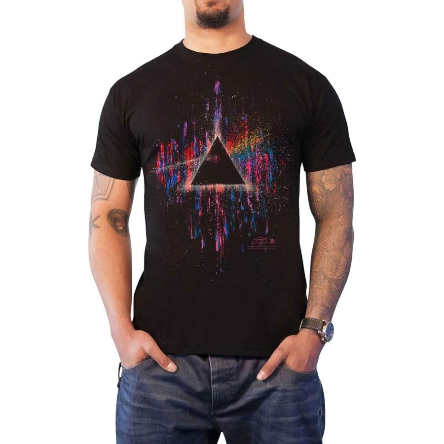Pink Floyd T Shirt Dark Side Of The Moon Pink Splatter Official Mens Black Size M S