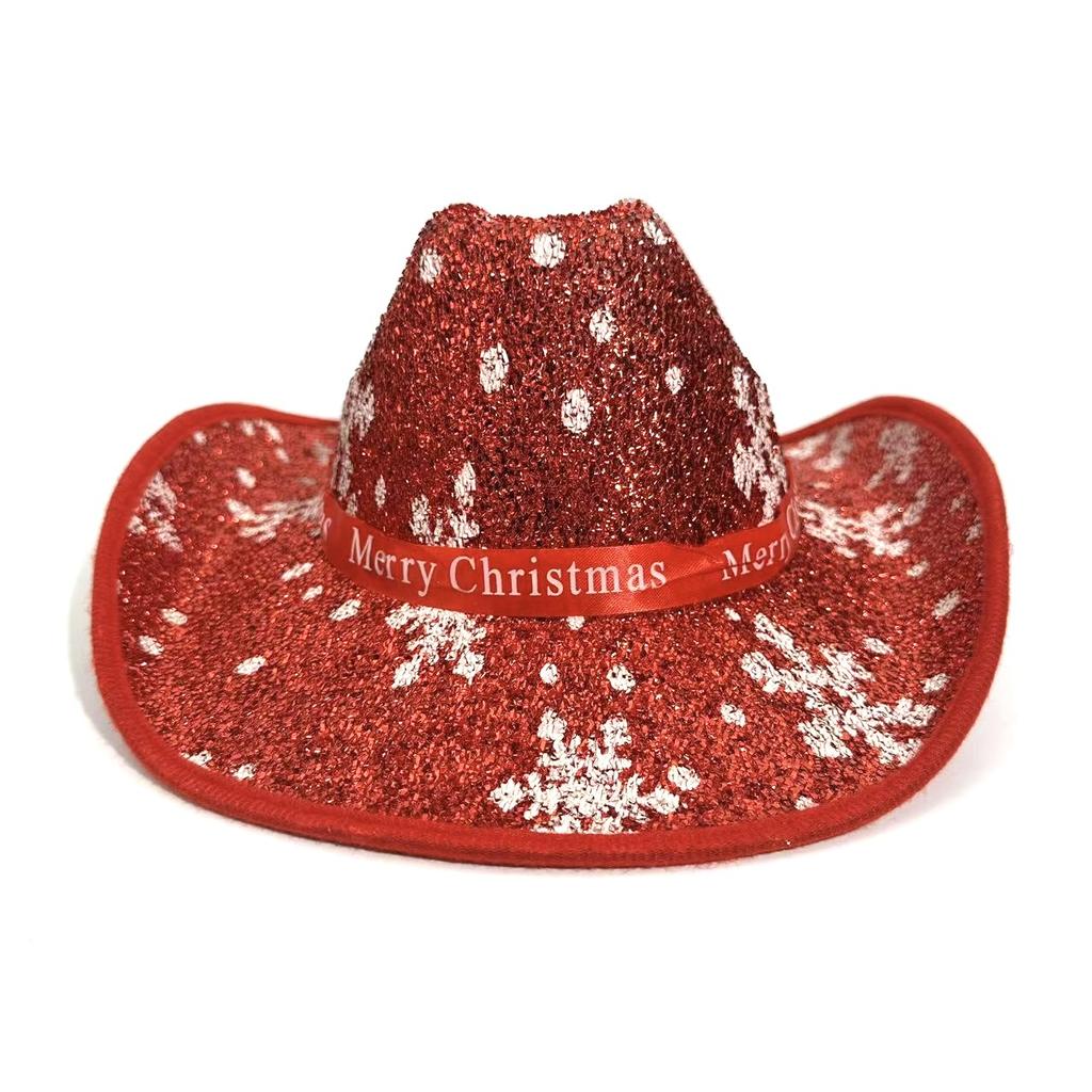 Halloween Christmas Composite Cowboy Hat, Christmas Snowflake Party Western Cowboy Hat