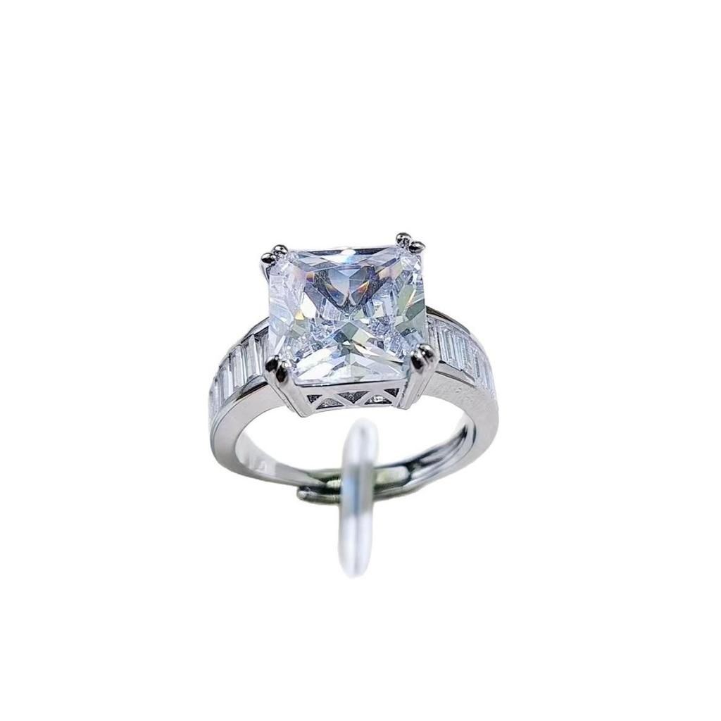 Square Zircon Ring Women'S Inlaid High Carbon Diamond Light Luxury Versatile Design High-Grade Pink Diamond Ring