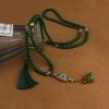 New Chinese Style Green Beaded Long Necklace for Women Ethnic Sweater Chain Retro Cheongsam National Style Crossbody Chain Ornament