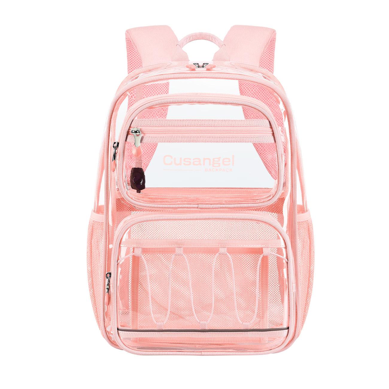 Transparent T-Pu Schoolbag Large Capacity Backpack Transparent Storage Backpack Jelly Women S Backpack розовый