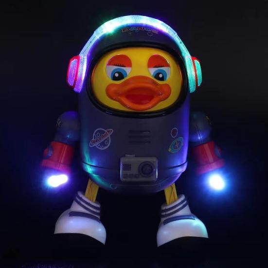 Electric Dancing Astronaut Duck Toy with LED Light Music Kids Walking Duck Toy Toddlers Boys Girls Interactive Educational Animal Musical Toy