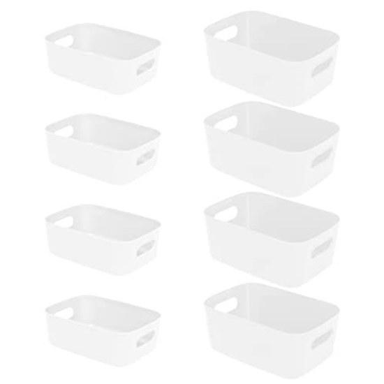 Storage Basketstorage Boxsmall Item Casewhiteplasticpolypropylenestorage Basket8-piece Setmiscellaneous Organizationdesktop Storagewith Handlessmall